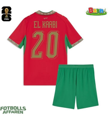 Marocko Ayoub El Kaabi #20 Hemmaställ Barn VM 2026 Kortärmad (+ Korta byxor)